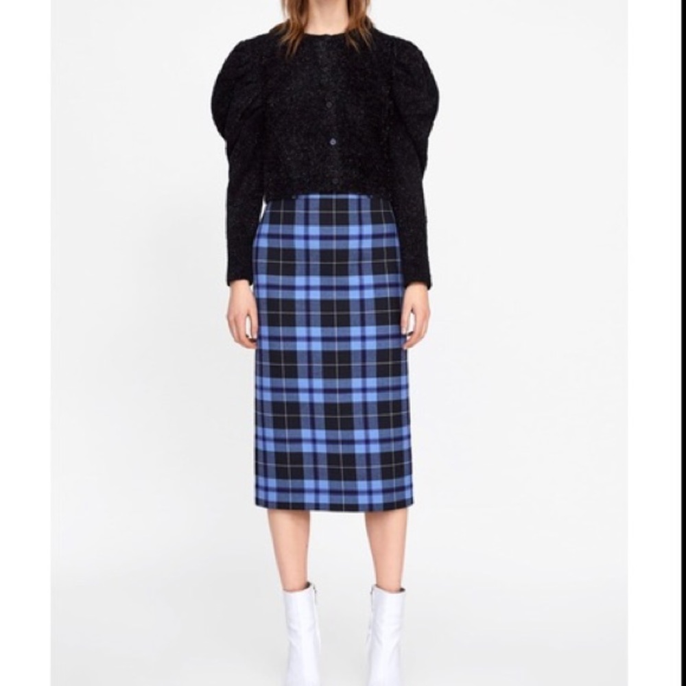 #SK14 BLUE PLAID SKIRT